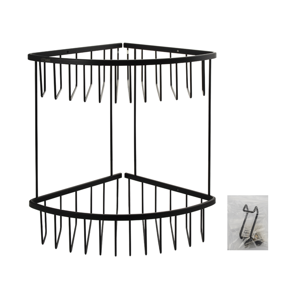 GFmark - Полочка угловая, овальная, двойная 22 см решетка под МЕДЬ, код: 77258  - Вид №4