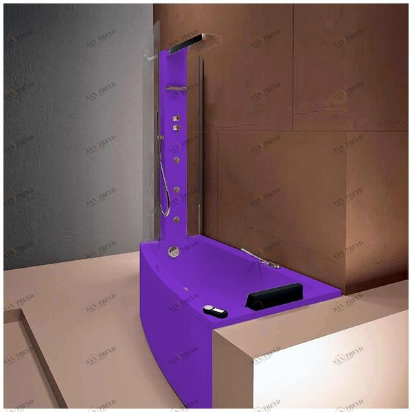 Ванна с кабиной Gruppo Treesse Asyx Box Top VTL-V8261-B8220-DX-F угловая фиолетовая правосторонняя VTLV8261B8220DXF