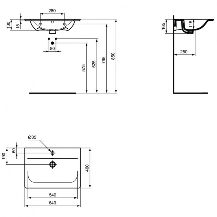 E0289V3 Раковина 64 см Ideal Standard CONNECT AIR - Вид №15