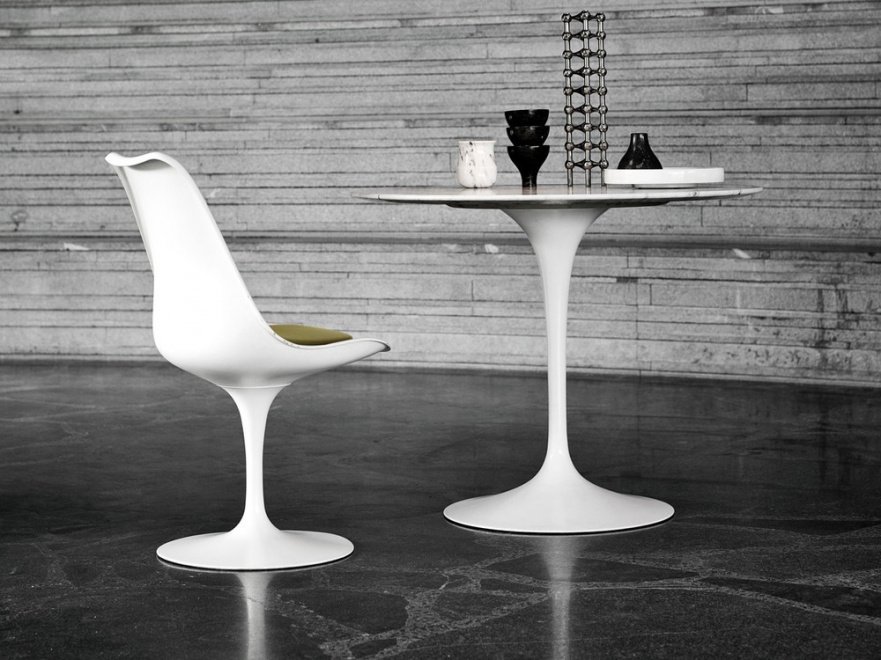 Стул пластиковый белый с зеленой подушкой Eero Saarinen Style Tulip Chair SOHO DESIGN ДИЗАЙНЕРСКИЕ, TULIP 131550 Белый;зеленый  - Вид №5