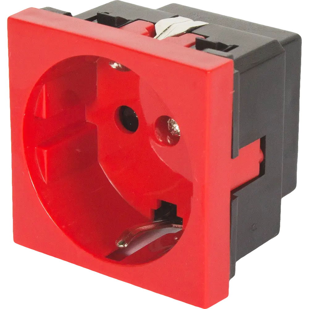 Розетка для кабель-канала LK Studio LK45 с заземлением со шторками цвет красный STLM-2130952 - Вид №1