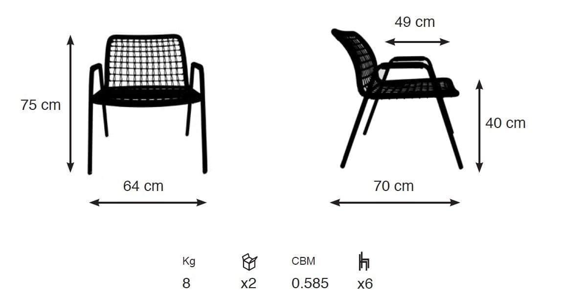Штабелируемое кресло из морской веревки с подлокотниками Tonon Sailor ARCH-00118972 - Вид №9