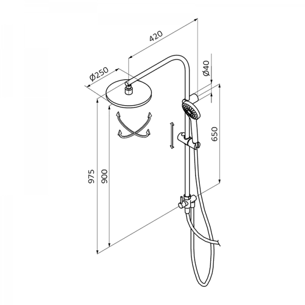 35466350 BASIC Смеситель с фиксированной внешней колонкой Хром GRB MIXERS E-PLUS - Вид №1