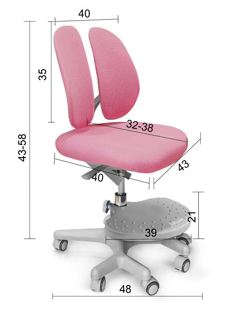Кресло детское на колесиках розовое Mio-2 MEALUX EVO  00-3947289 Розовый Santreyd  - Вид №1