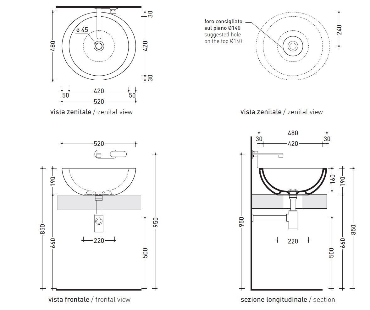 Керамическая круглая столешница Ceramica Flaminia Fonte Fontana Fonte Ronda ARCH-00014040