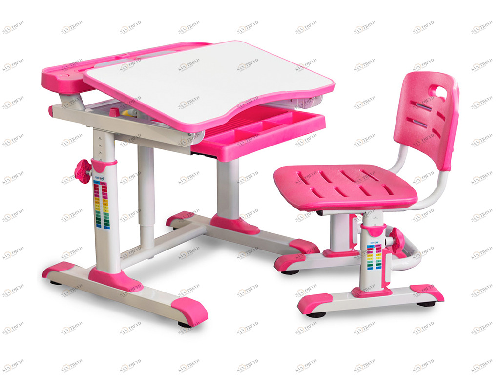 Растущая парта и стул белая, розовая MEALUX EVO  261491 Белый;розовый Santreyd 
