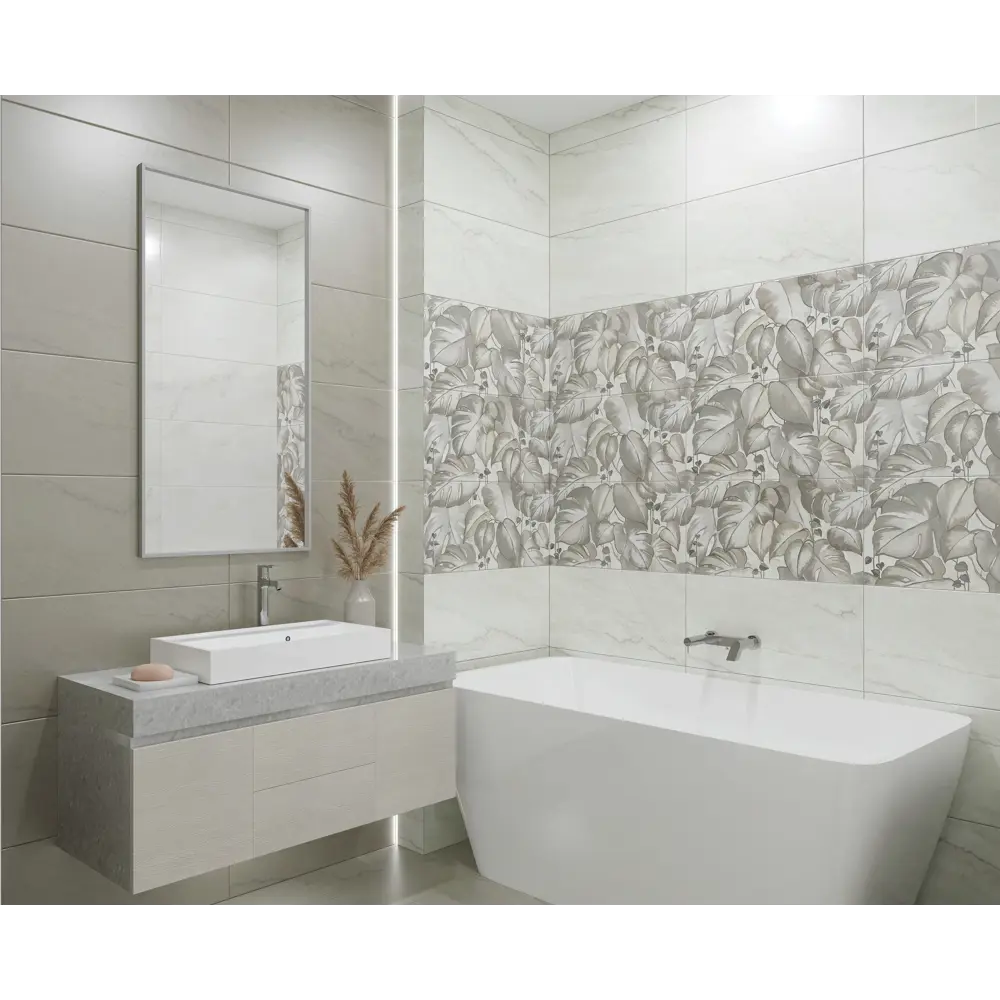 Плитка настенная Azori Carlina Pearl 31.5x63 см 1.59 м² сатинированная цвет светло-серый 89365801 STLM-2074824 - Вид №3