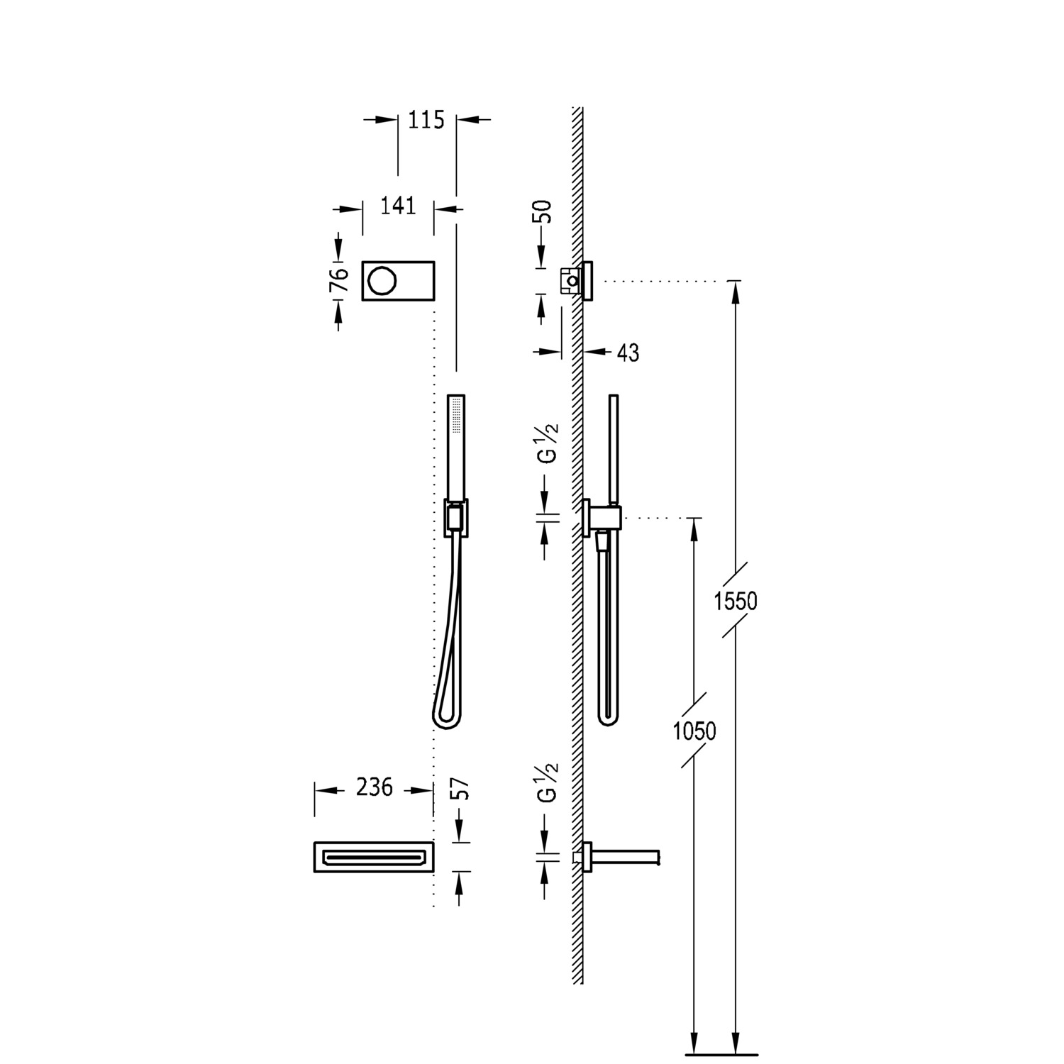 КОМПЛЕКТ ДЛЯ ДУША de grifo termostático electrónico empotrado de 2 вида Душевой Техники Blue Edition для ванной и душа-09286553BM TRES Electronic - Вид №1