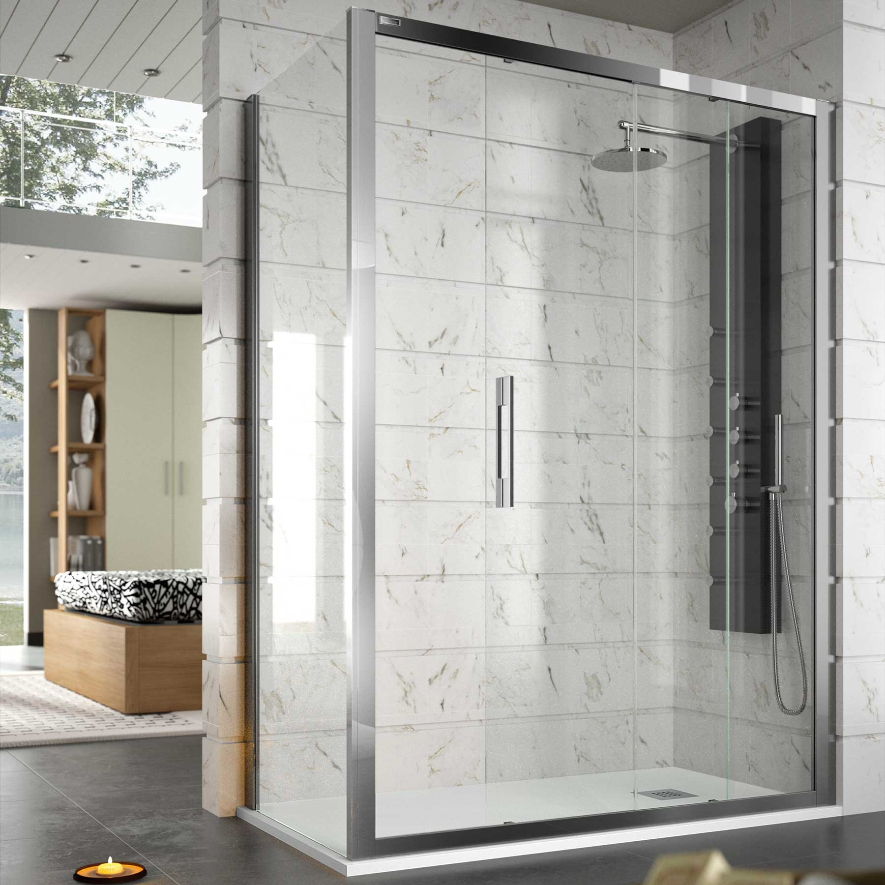 25752 SALGAR Душевая перегородка CLEAR фиксированная боковая Прозрачная 600-800 x 1950 мм