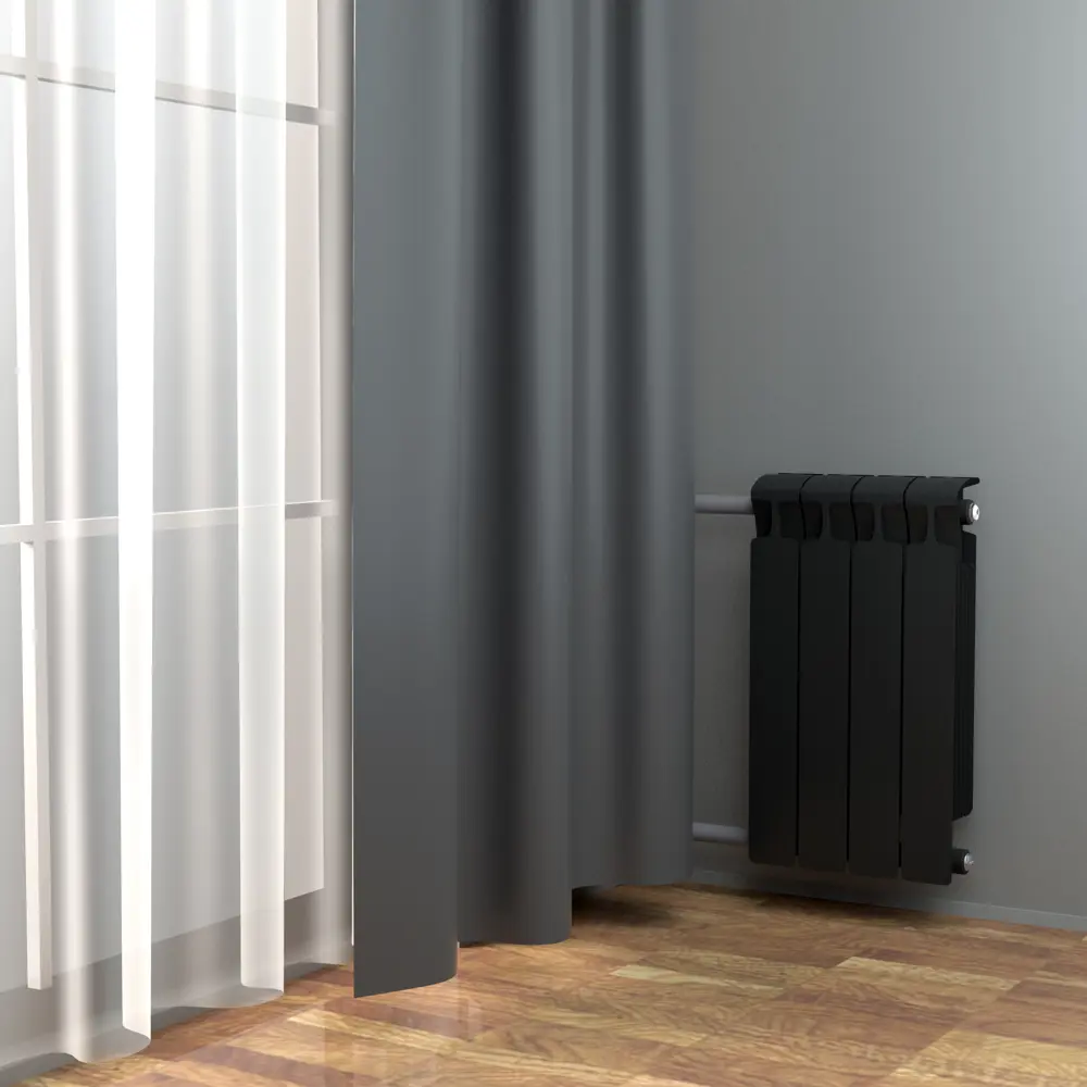 Радиатор секционный Rifar Monolit M50008RAL9005 500/100 8 секций боковое подключение биметалл черный 82560797 STLM-2144999 - Вид №6