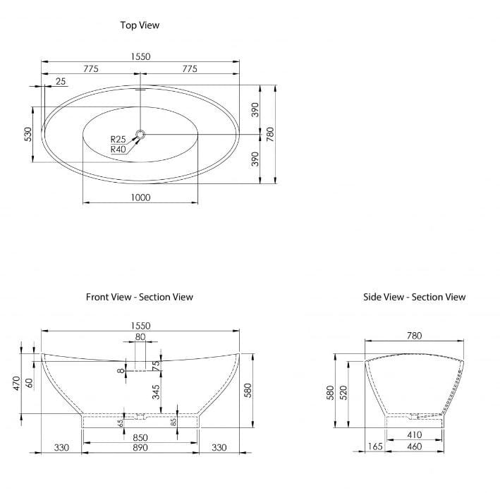 Овальная ванна в центре комнаты из смолы LUSSO Oasis ARCH-00070246 - Вид №9
