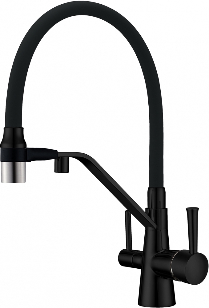 Смеситель ZorG Sanitary ZR 356 YF-BLACK NICKEL для кухонной мойки, черный
