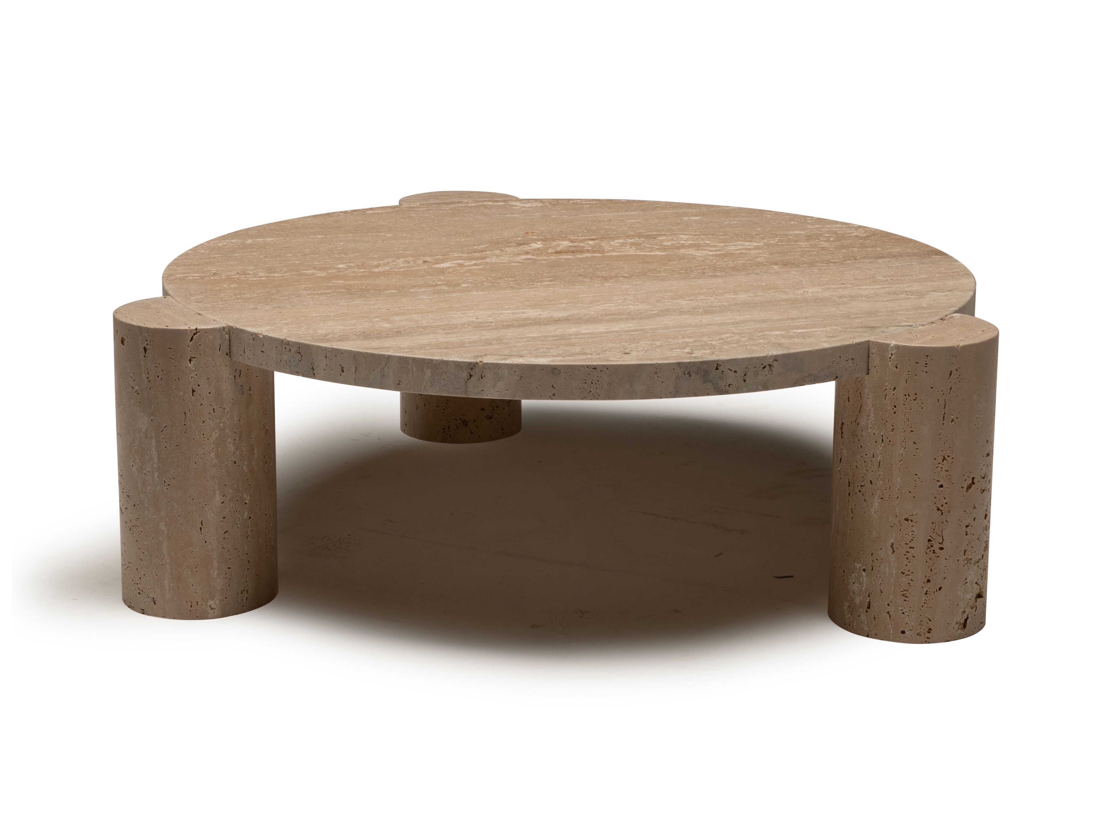 Низкий круглый журнальный столик из травертина Natuzzi Italia храм ARCH-00108779