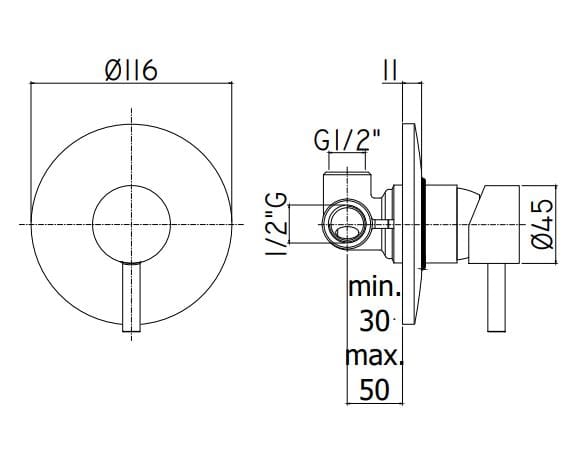 Встраиваемый смеситель для душа RUBINETTERIA PAFFONI Light ARCH-00120946 - Вид №1