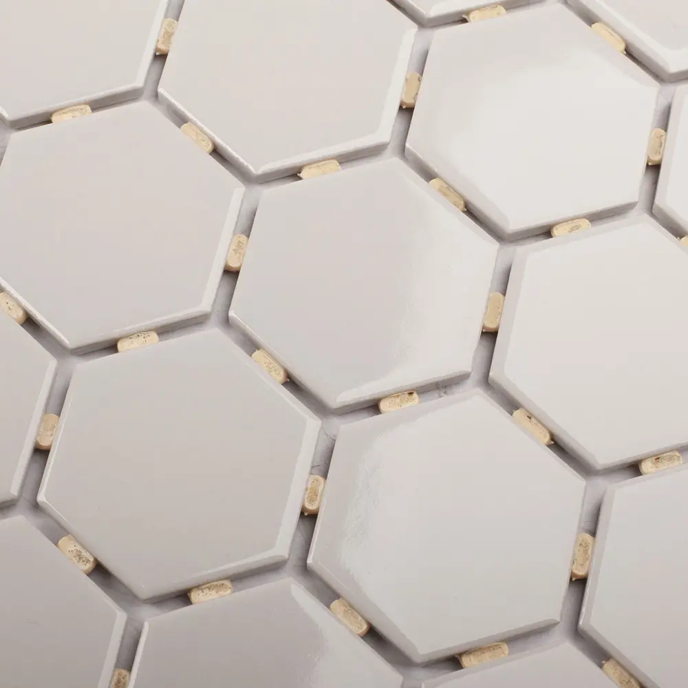 Мозаика керамическая Smart Mosaic Homework Hexagon Grey Glossy 27.1x28.2 см цвет серый 82909306 STLM-2134946 - Вид №3