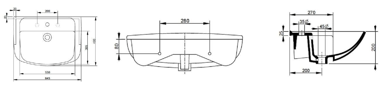 Керамическая раковина с переливом Ceramica Dolomite EURO ARCH-00145357 - Вид №2