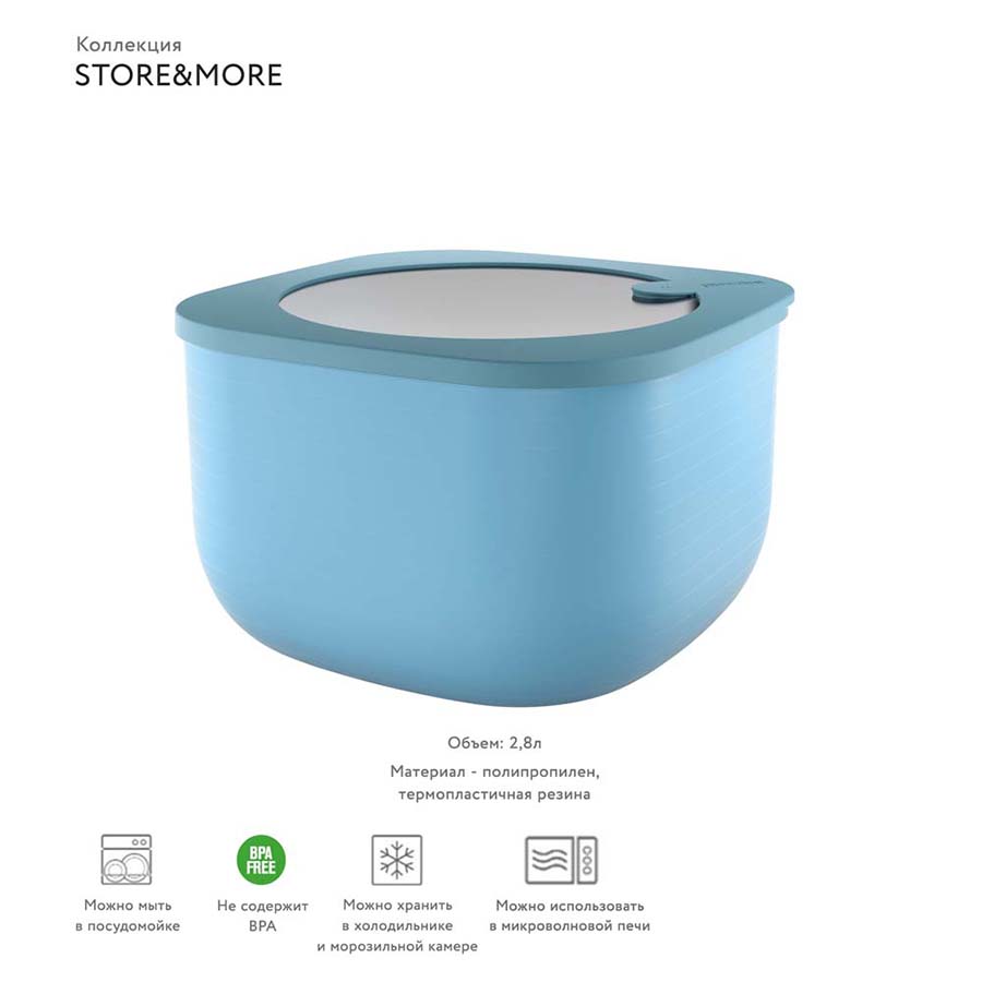 170705189 Контейнер для хранения store&more, 2,8 л, голубой Guzzini  - Вид №4