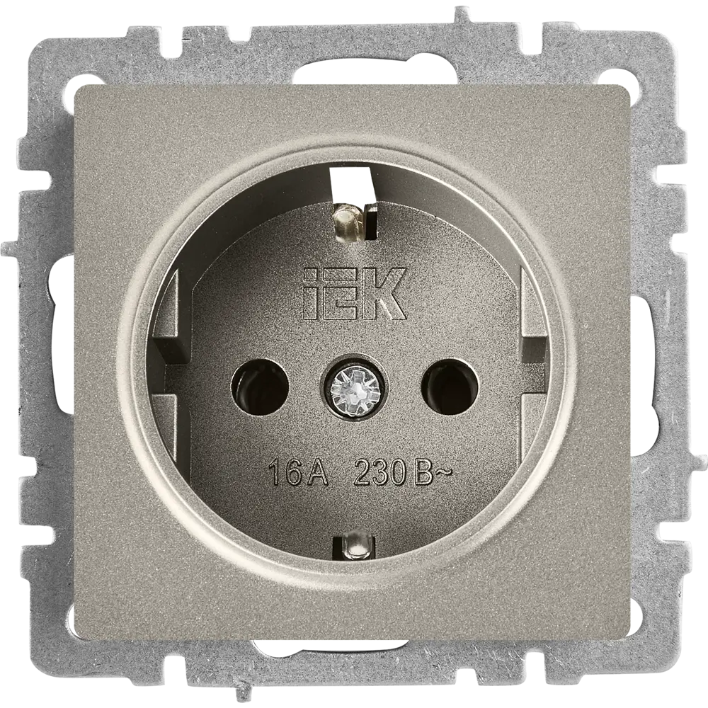 Розетка IEK Brite с заземлением в стальном исполнении 87761608 STLM-1386864