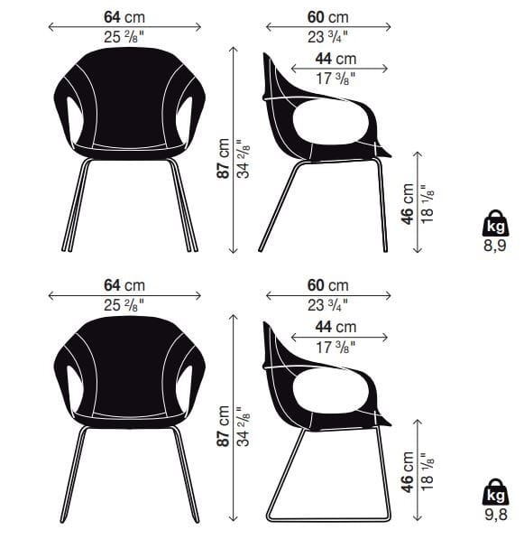 Кожаный стул с подлокотниками Kristalia ARCH-00064449 - Вид №1