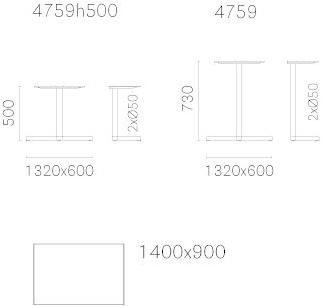 Pedrali Прямоугольный стол из стали с порошковым покрытием Bold 4759 - Вид №1