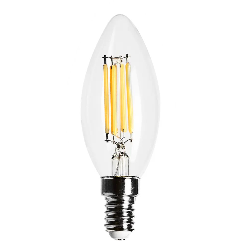 Лампа светодиодная филаментная Osram E14 220 В 5 Вт свеча прозрачная 520 лм белый свет, для диммера 82455739 STLM-2203314  - Вид №1