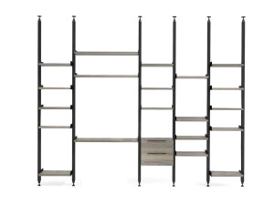 Книжный шкаф из алюминия и дерева с креплением пол-потолок