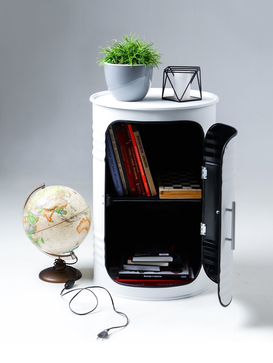 Бочка-шкаф декоративная металлическая белая Pro White STARBARREL  00-3895253 Белый  - Вид №8