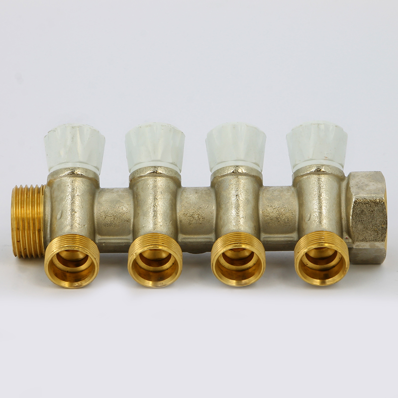 Коллектор НВ 1" с вентилями никелированный EMMETI 4 выходаМ24х19 36мм 01307290