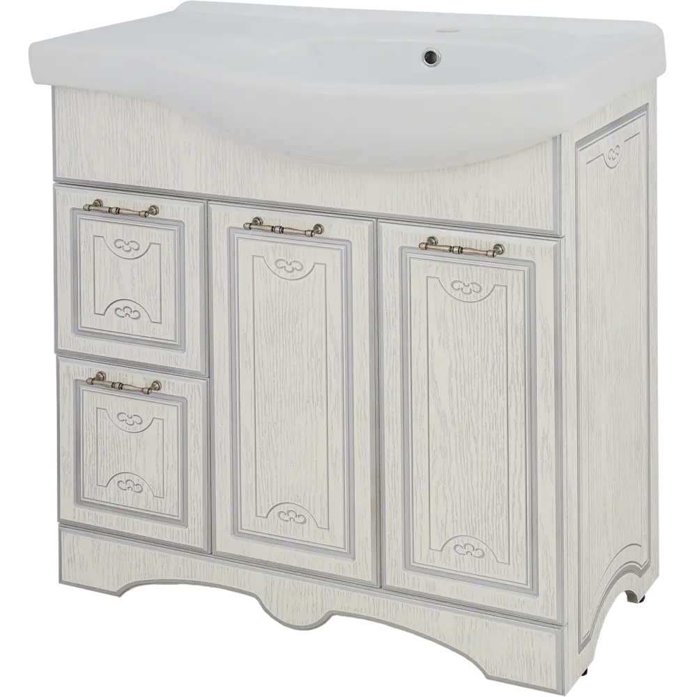 Тумба под раковину напольная «Луиза» 83 см цвет серебро SANFLOR STLM-2025112 - Вид №1