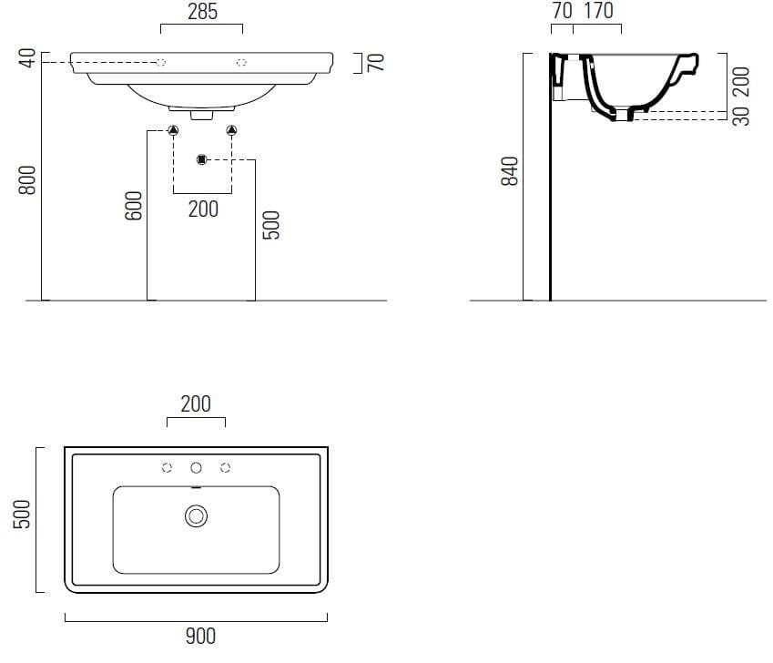 Прямоугольная подвесная раковина GSI ceramica Classic ARCH-00131164 - Вид №4