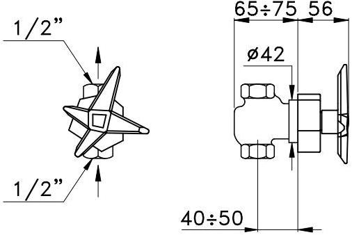 RUBINETTERIE STELLA Смеситель для раковины настенный Stella 0/154 - Вид №1
