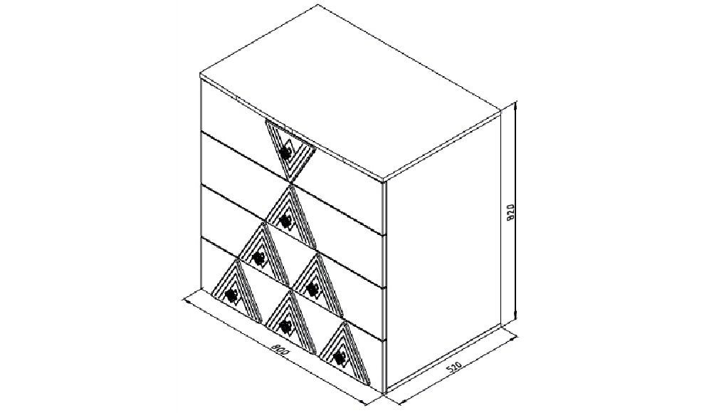 Комод детский с 4 ящиками и декором "Апачи" МАНДАРИН АПАЧИ 178631 Оранжевый Santreyd  - Вид №3