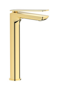 Высокий смеситель для раковины на 1 отверстие в комплекте с донным клапаном WE ARE IB k2202ii Pale Gold K2