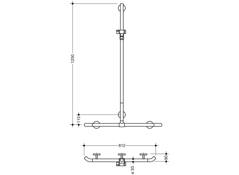 950.35.45090 Поручень для душа с выдвижным держателем для душа HEWI Greifen  - Вид №1