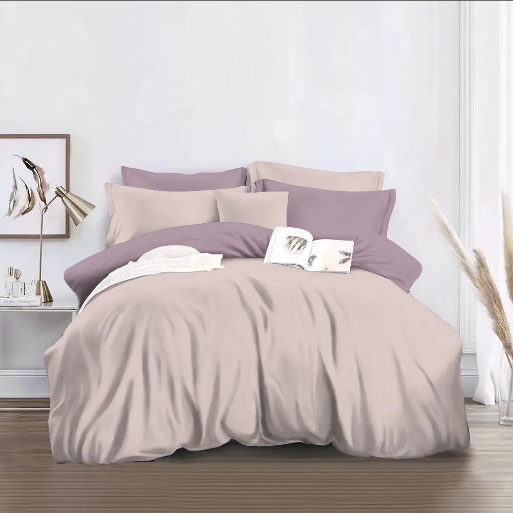 Комплект постельного белья Minimalism 471 двуспальный полисатин бежево-розовый 89397782 STLM-2086878 Santreyd 
