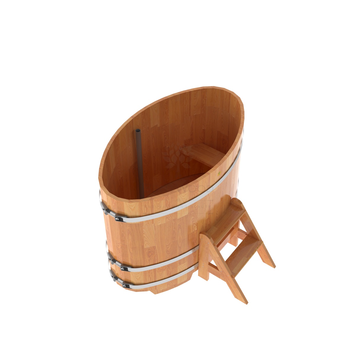 1494 Купель овальная из сращенных ламелей лиственницы 0,80х1,42х1,1 натуральная Alyarus  - Вид №1