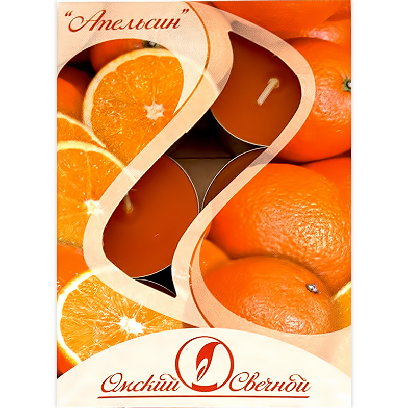 001807 Cвечи в гильзе ароматические 1.6 x 3.8 см 12 г 6 шт. Апельсин Омский Свечной 