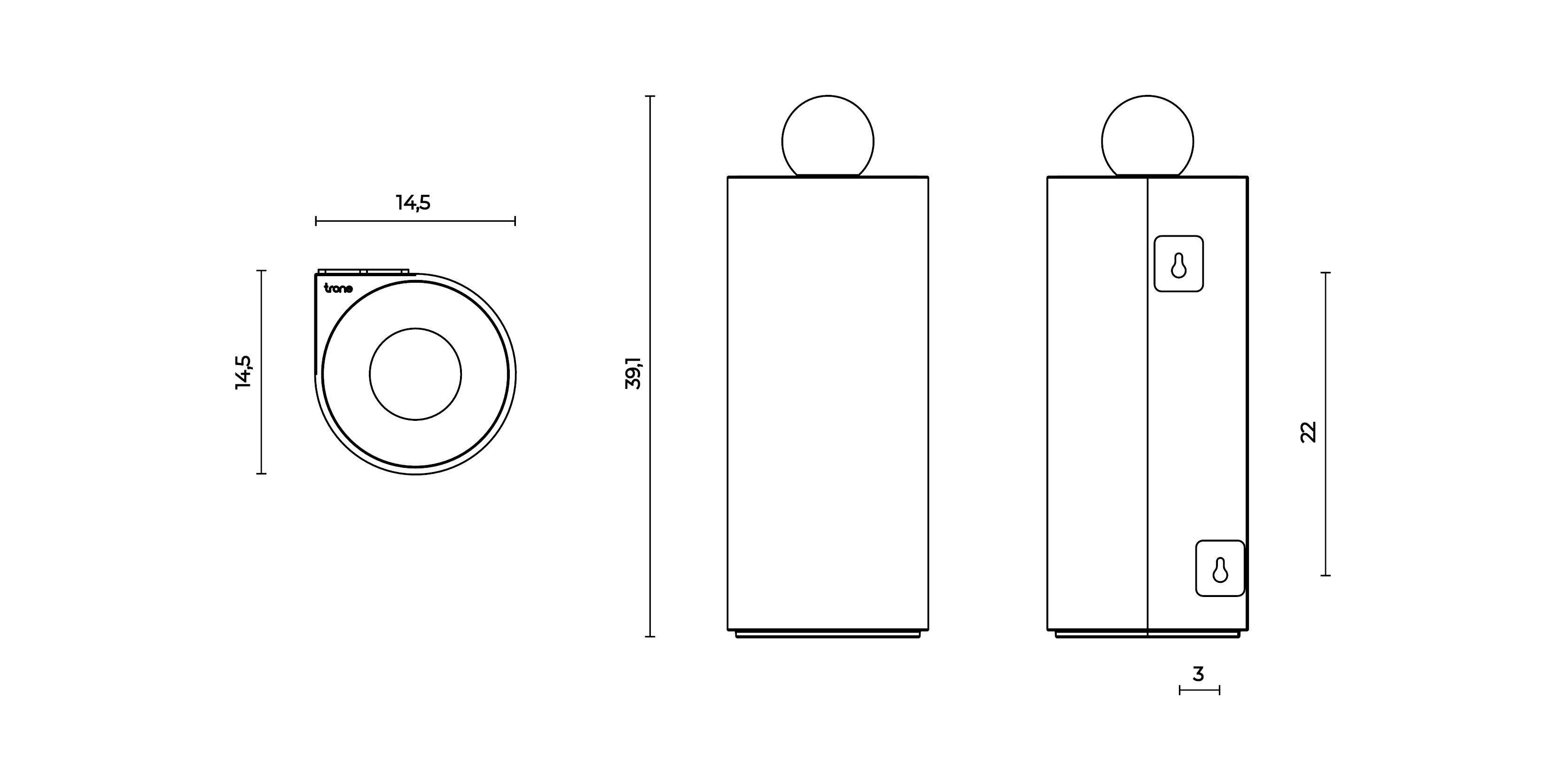Держатель для туалетной бумаги, туалетная щетка и мусорное ведро Trone Trium ARCH-00099144 - Вид №3