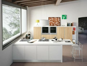 CREO Kitchens Лаковая оборудованная кухня с островом Ank