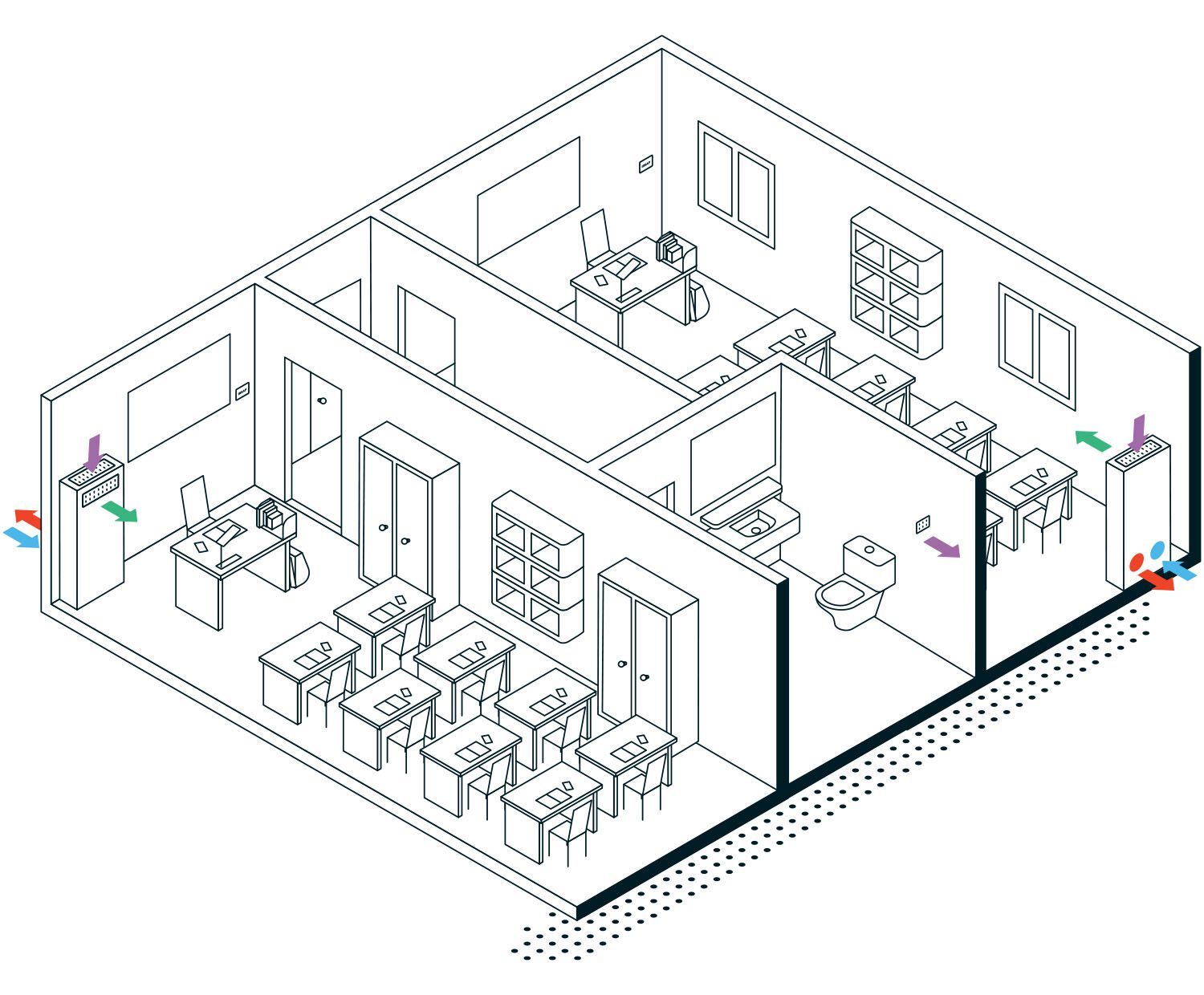 Децентрализованный двухпоточный вентиляционный блок с цоколем Irsap IRSAIR F IN ARCH-00029884 - Вид №1