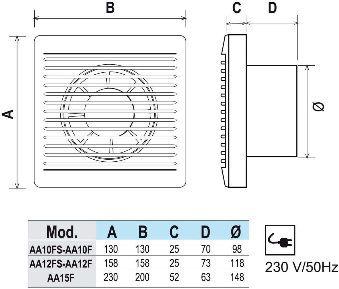 First Corporation Настенный осевой вентилятор с тягловым выключателем La ventilazione Aa10fs - Вид №3