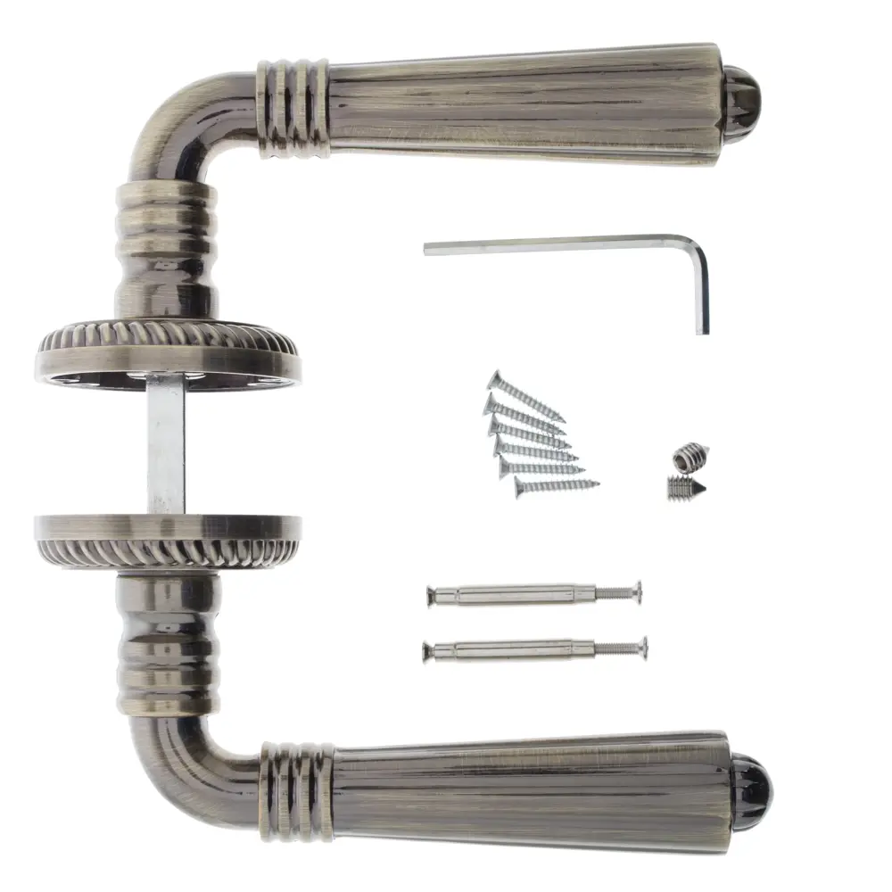 Ручки дверные на розетке Puerto AL 513-17, алюминий, цвет античная бронза STLM-2026425 - Вид №2