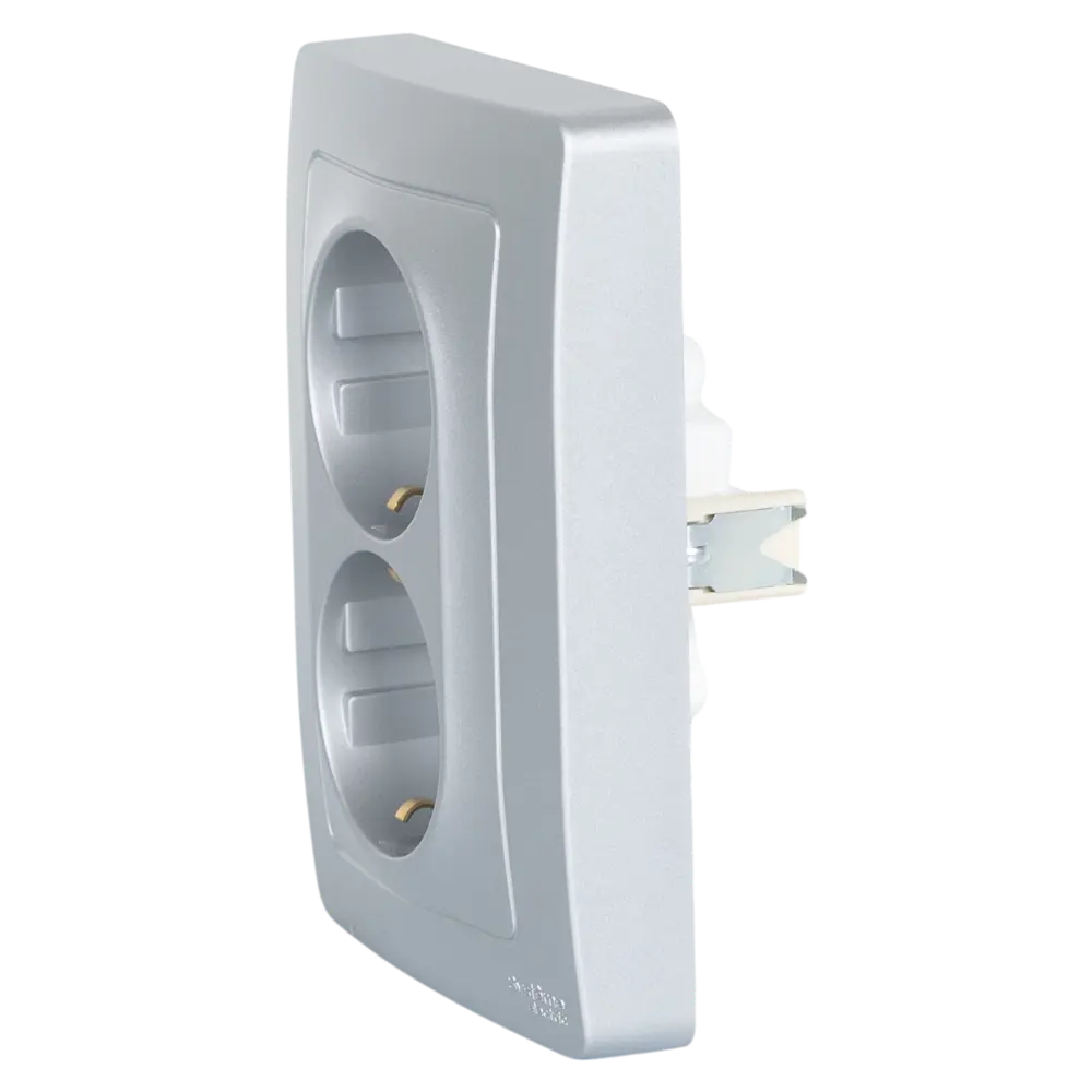 Розетка двойная встраиваемая Systeme Electric Blanca с заземлением со шторками цвет алюминий STLM-2070451 - Вид №2