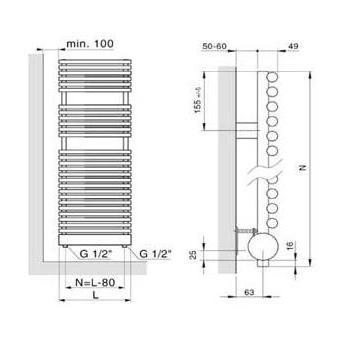 BAGNOSAN Arbonia П/сушитель на ГВС Arbonia 5844 - Вид №2