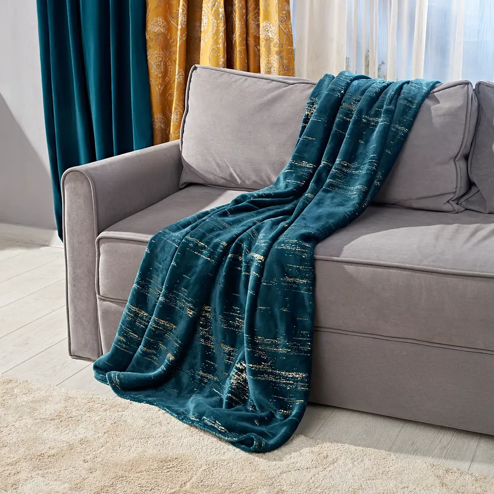 Плед Naima 150x200 см фланель цвет темно-зеленый 88674472 STLM-2031619 Ardenza Подиум - Вид №3