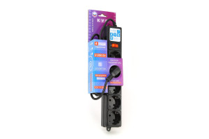 15904242 Фильтр-удлинитель PC Отк. Уп.1,9м 5р, чёрн. 10А/2,2кВт SPG-B-6-BLACK Power Cube