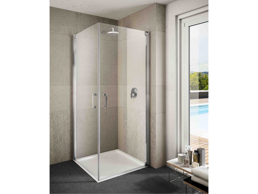 Угловая душевая кабина из закаленного стекла с распашной дверью Provex Industrie ARCH-00031649