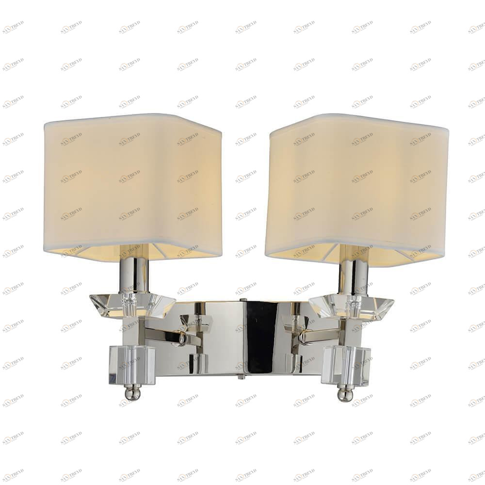 Бра металлическое с абажуром на 2 лампы белое "Вивьен" LH1038/2W-CR LUMIEN HALL ВИВЬЕН 00-3931785 Белый;серебро 