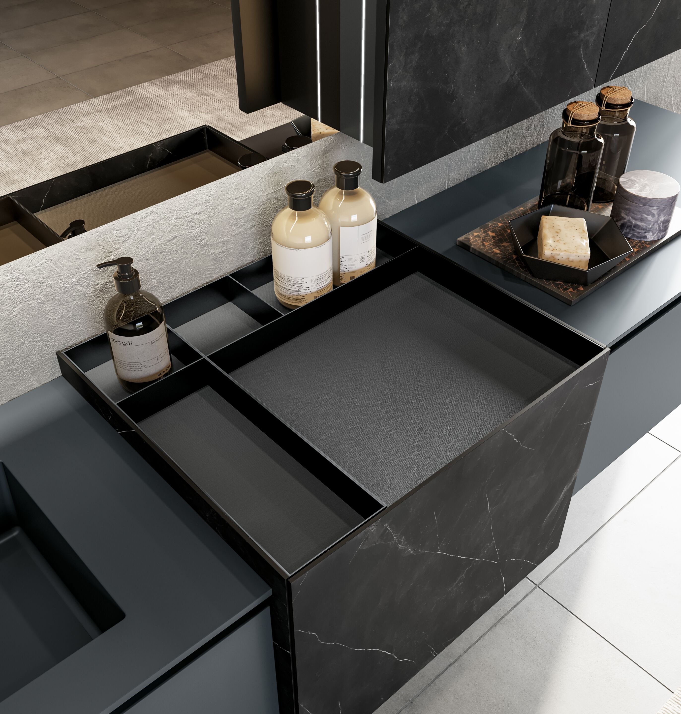 Подвесной шкаф для раковины Fenix с выдвижными ящиками и зеркалом Birex Facto ARCH-00039290 - Вид №2