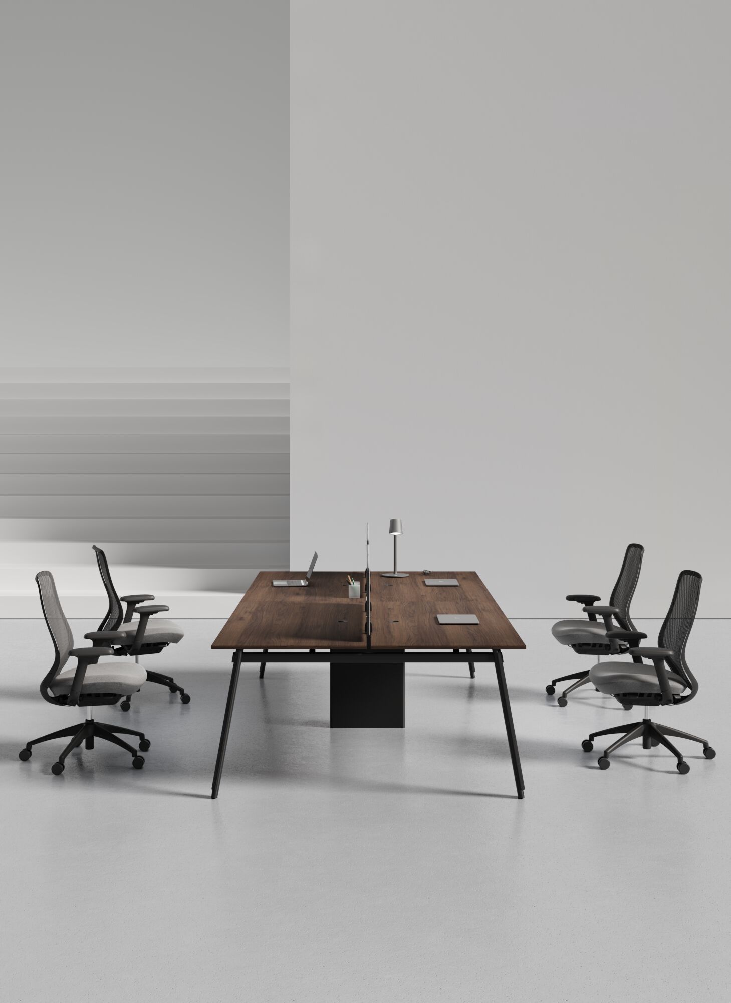 Многоуровневая рабочая станция из МДФ с звукопоглощающими перегородками WORKSPACE AVA 4 FACE TO FACE ARCH-00020434 - Вид №4